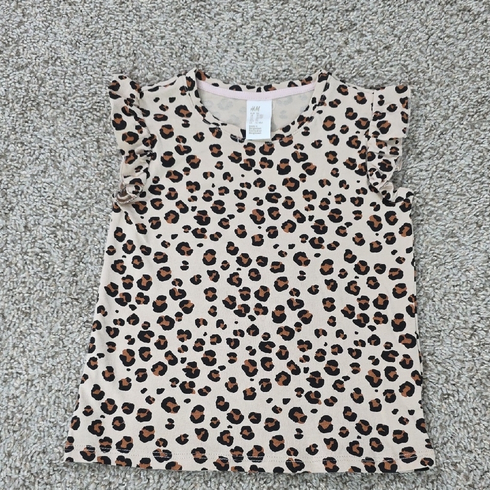 H&M Brown and Black Leopard Print Short Sleeve Tee